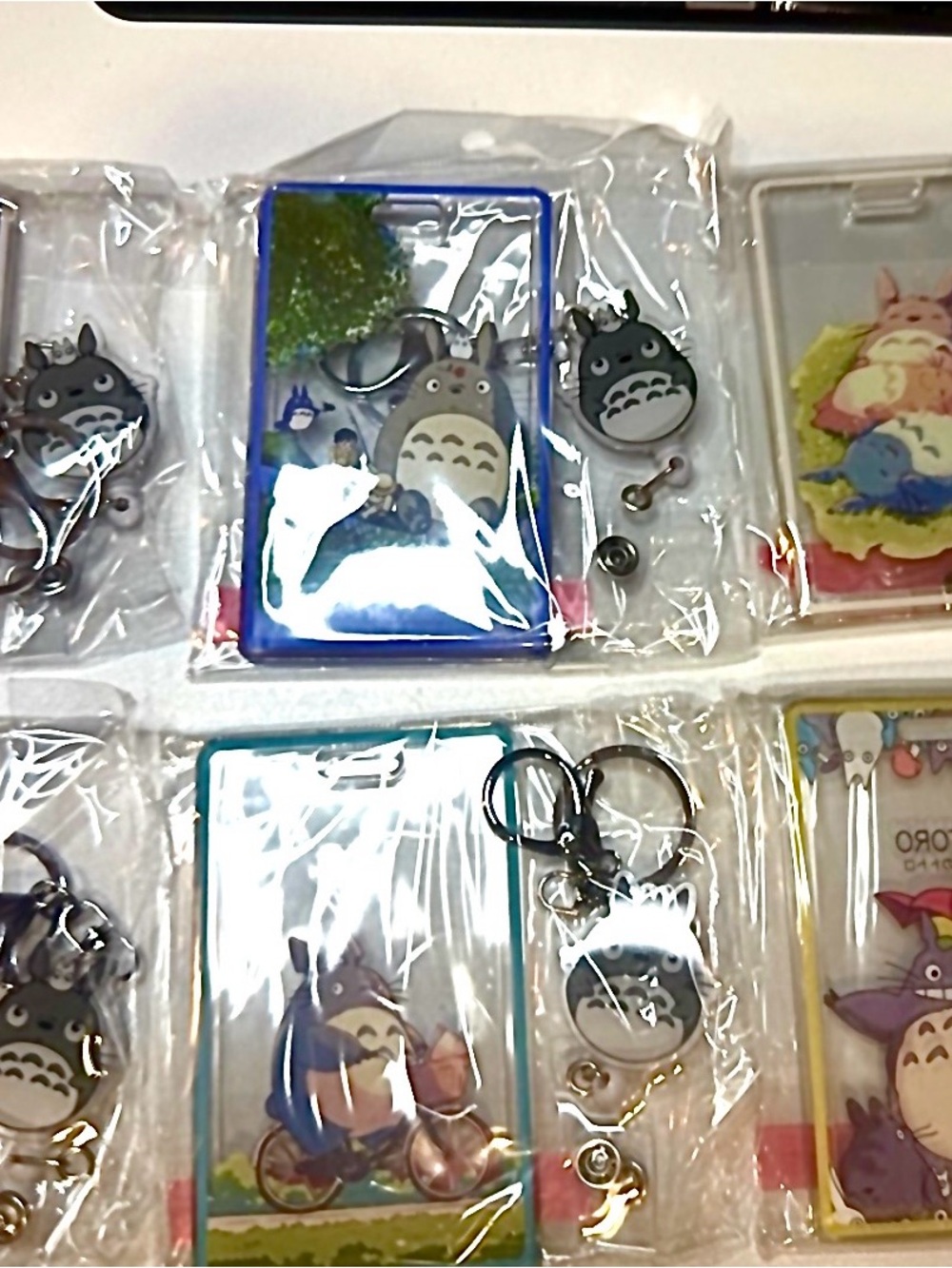 Lot of 6 Studio Ghibli Totoro Clear ID Badge Holder with Gray Totoro Keychain